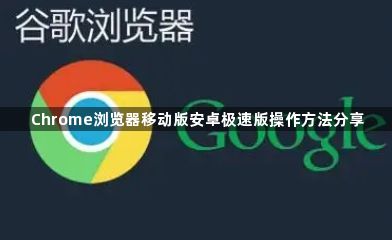 Chrome浏览器移动版安卓极速版操作方法分享1